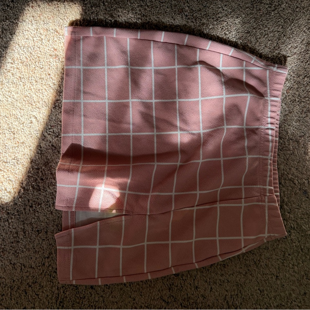 SHEIN Pink and White Patterned Skirt